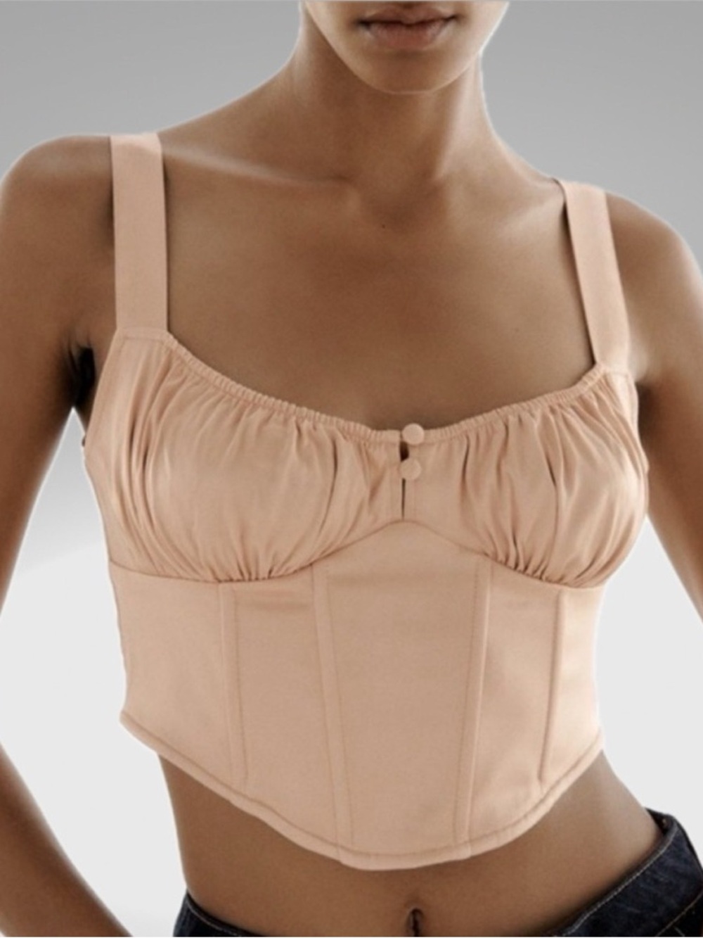 Zara Peach Longline Bustier Crop Top